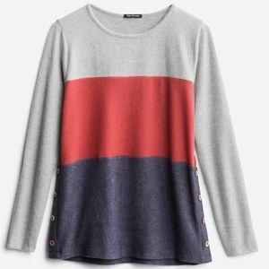 PINK CLOVER Arabela Button Detail Brushed Knit Top